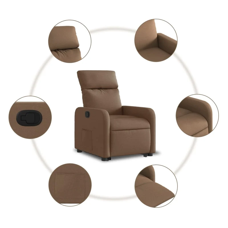 Fauteuil relax TV rembourrage confortable fonction de levage électrique en tissu marron DEC028052