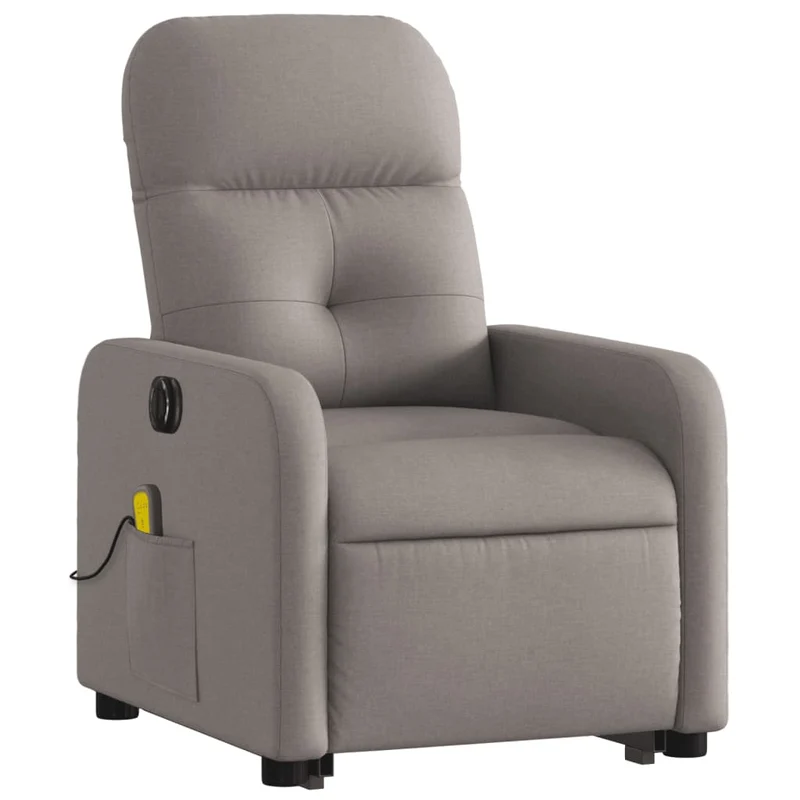 Fauteuil de relaxation fonction massage et inclinable fonction de levage électrique en tissu taupe DEC027862