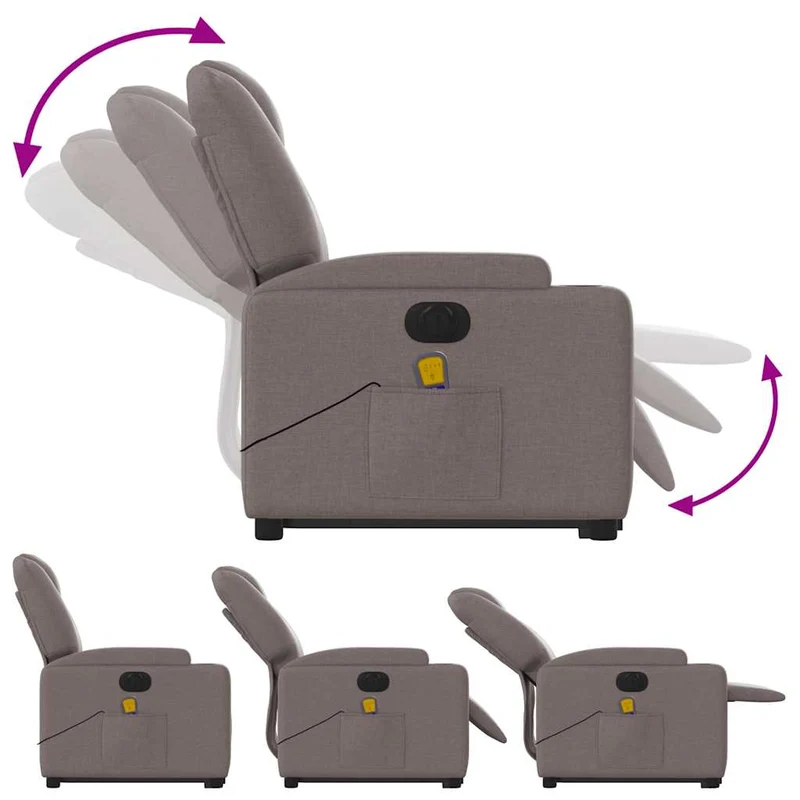 Fauteuil de relaxation fonction massage et inclinable en tissu taupe DEC027860
