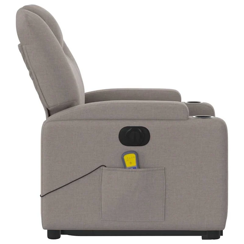 Fauteuil de relaxation fonction massage et inclinable en tissu taupe DEC027860