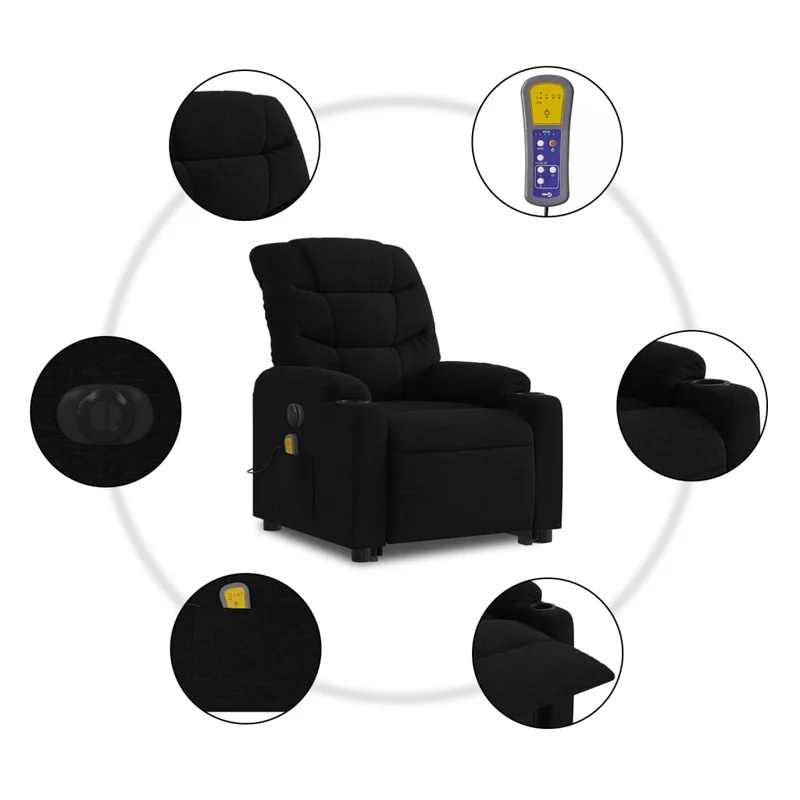 Fauteuil de relaxation fonction massage et inclinable fonction de levage électrique en tissu DEC027813