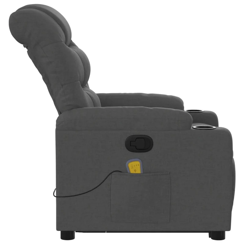 Fauteuil de relaxation TV fonction massage inclinable fonction de levage électrique en tissu gris foncé DEC026945