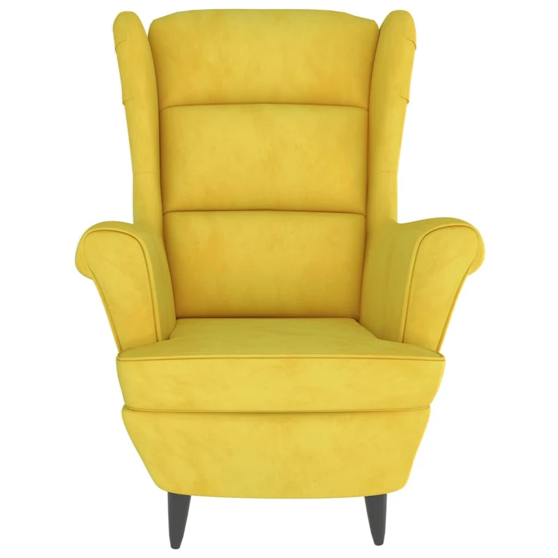 Fauteuil relax extra confort avec rebords latérals et repose-pieds en velours jaune moutarde velours DEC028694