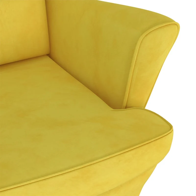 Fauteuil relax extra confort avec rebords latérals et repose-pieds en velours jaune moutarde velours DEC028694