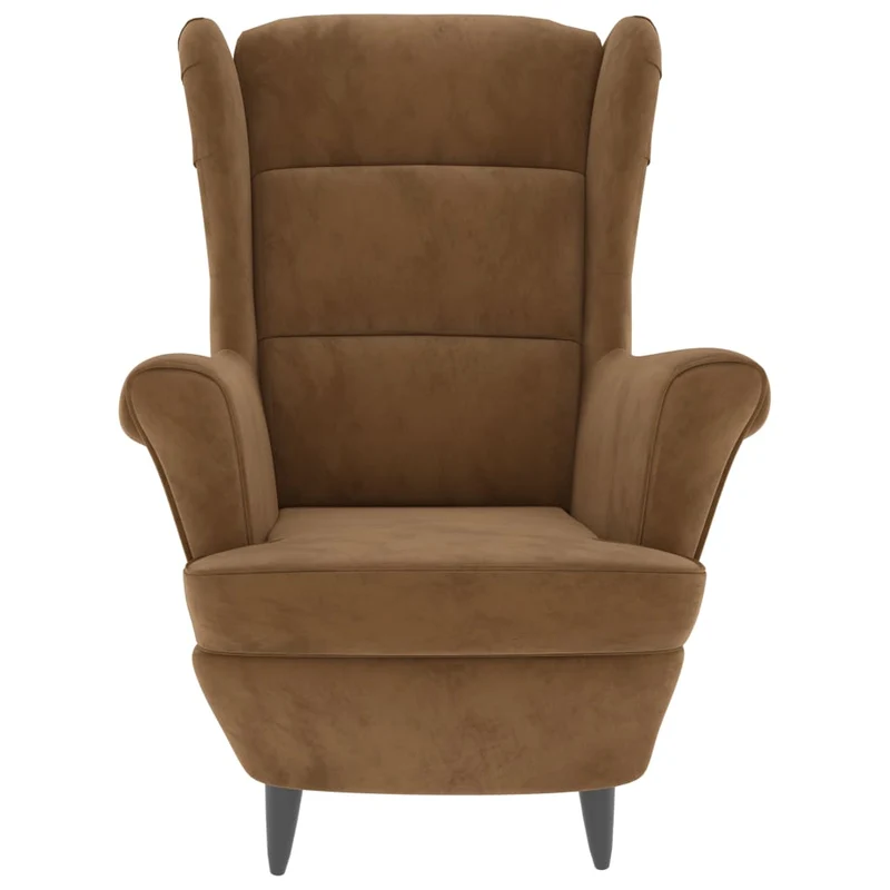 Fauteuil lounge extra confort design et moderne en velours marron DEC028645