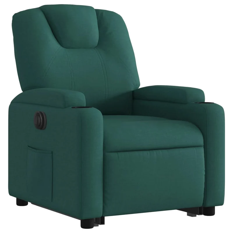 Fauteuil relax TV fonction de levage électrique très confortable en tissu vert foncé DEC028608