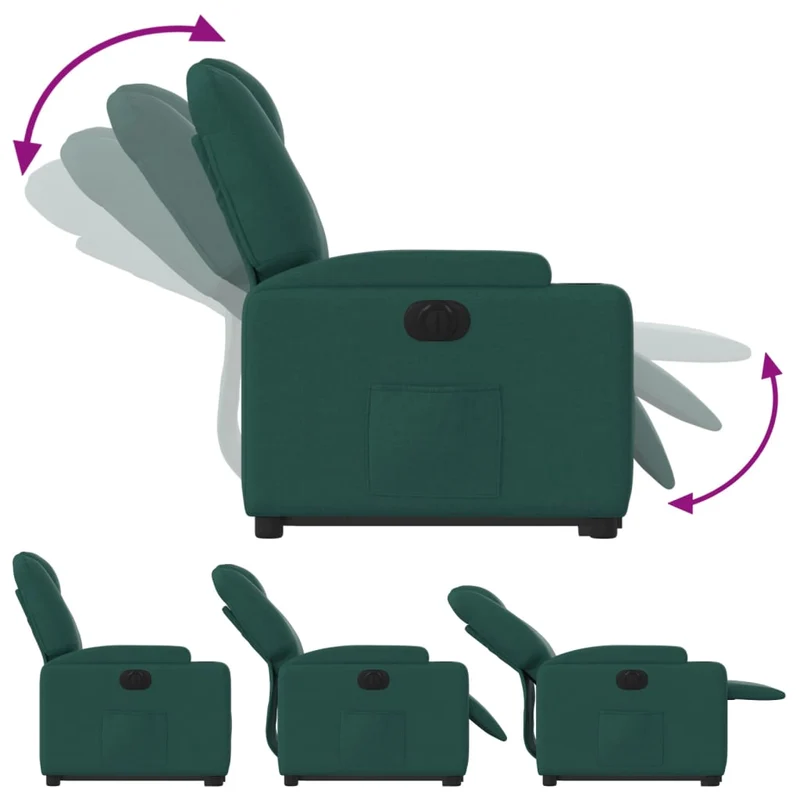 Fauteuil relax TV fonction de levage électrique très confortable en tissu vert foncé DEC028608