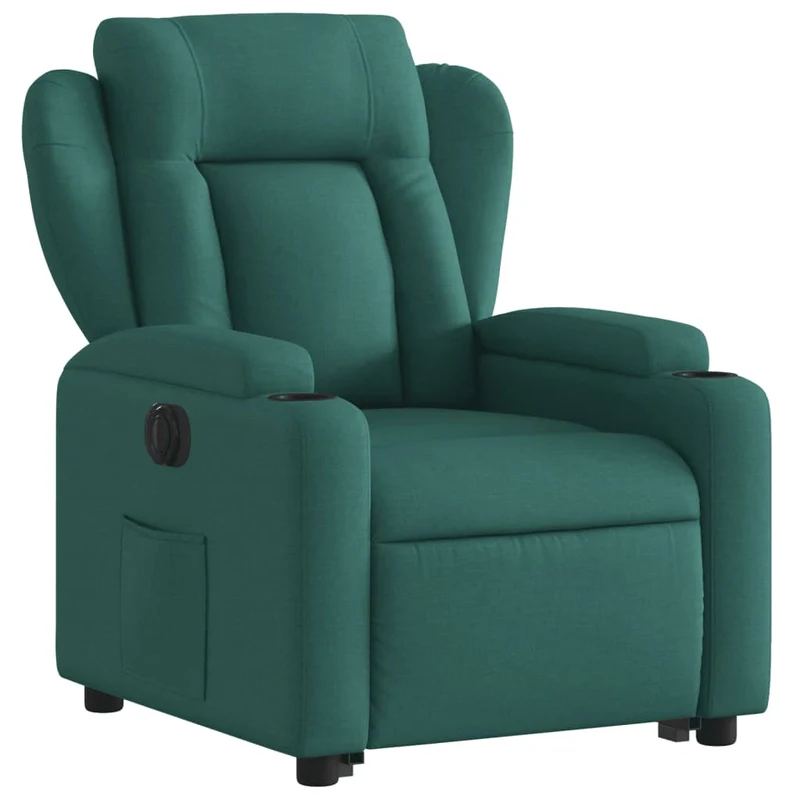 Fauteuil relax TV fonction de levage électrique très confortable en tissu vert foncé DEC028606