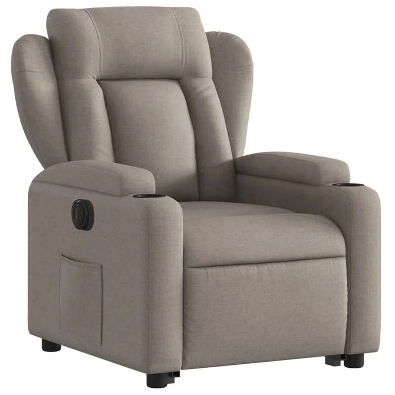 Fauteuil relax TV fonction de levage électrique très confortable en tissu taupe DEC028574