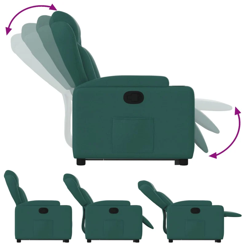 Fauteuil relax TV rembourrage confortable fonction de levage électrique en tissu vert foncé DEC028229