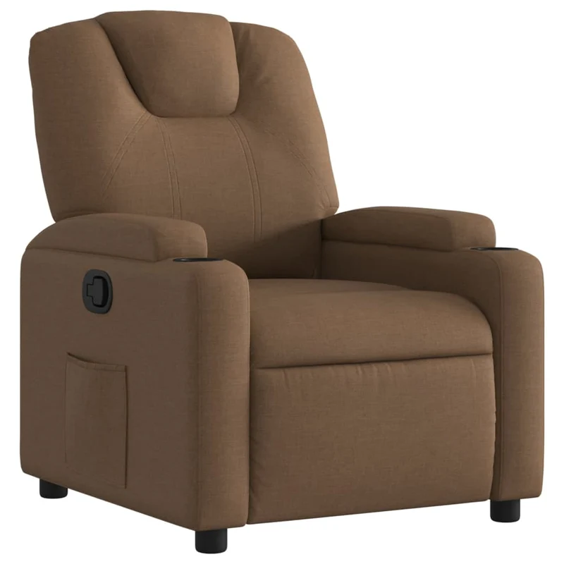 Fauteuil relax TV rembourrage confortable fonction d'inclinaison manuelle en tissu marron DEC028048