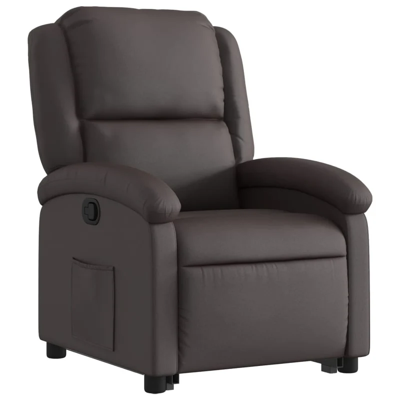 Fauteuil relax TV rembourrage confortable fonction de levage électrique en cuir véritable marron DEC027992