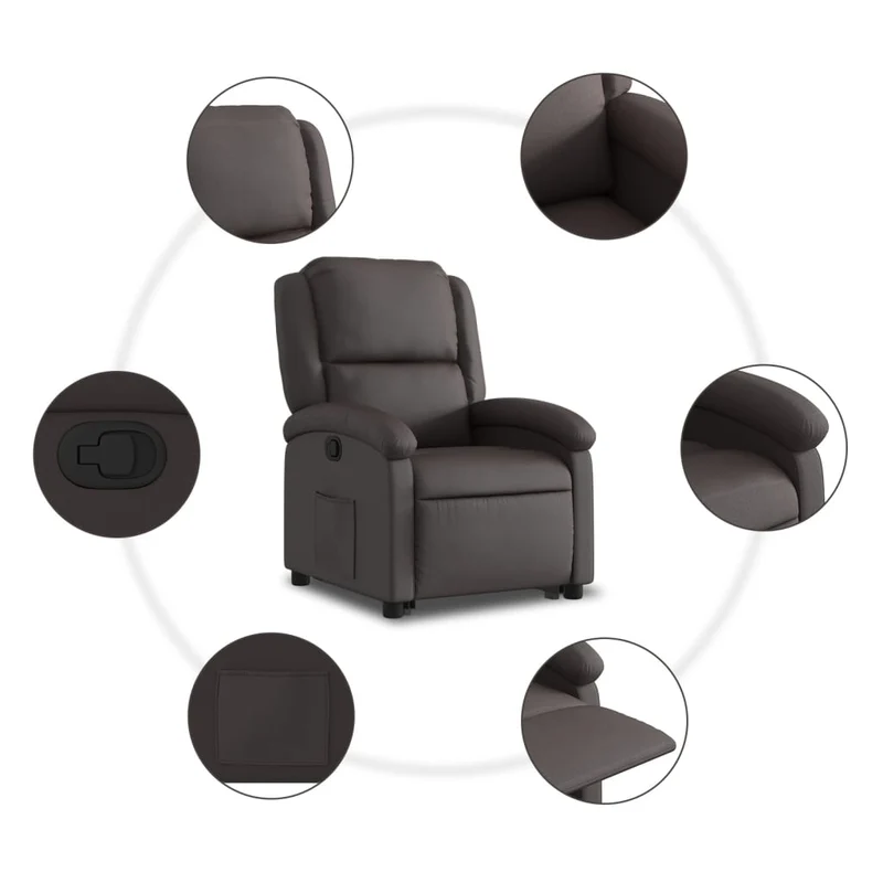 Fauteuil relax TV rembourrage confortable fonction de levage électrique en cuir véritable marron DEC027992