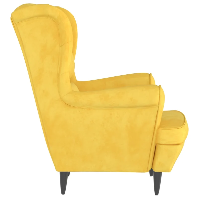 Fauteuil lounge design et moderne extra confort en velours jaune moutarde DEC028626