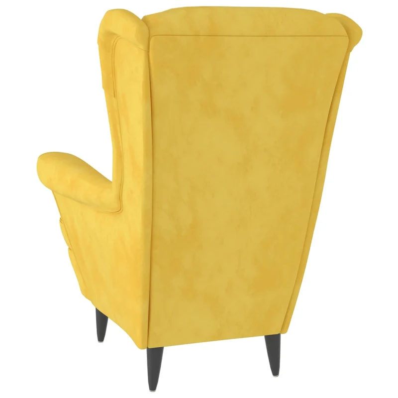 Fauteuil lounge design et moderne extra confort en velours jaune moutarde DEC028626