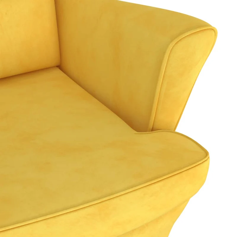 Fauteuil lounge design et moderne extra confort en velours jaune moutarde DEC028626