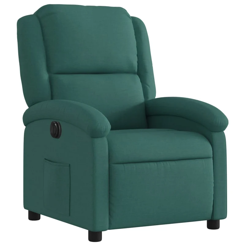 Fauteuil relax TV fonction d'inclinaison électrique très confortable en tissu vert foncé DEC028603
