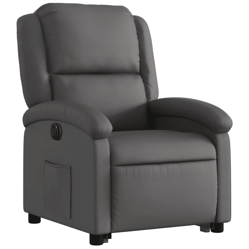 Fauteuil relax TV fonction de levage électrique très confortable en gris cuir véritable DEC028335
