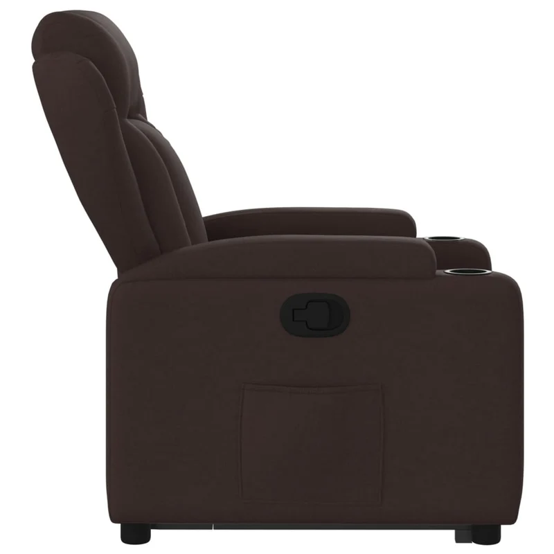 Fauteuil relax TV rembourrage confortable fonction de levage électrique en tissu marron foncé DEC028002