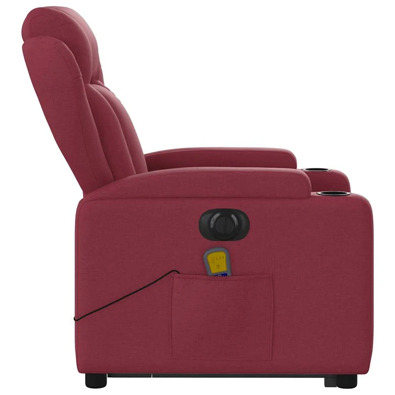 Fauteuil de relaxation fonction massage et inclinable en tissu rouge bordeaux DEC027843