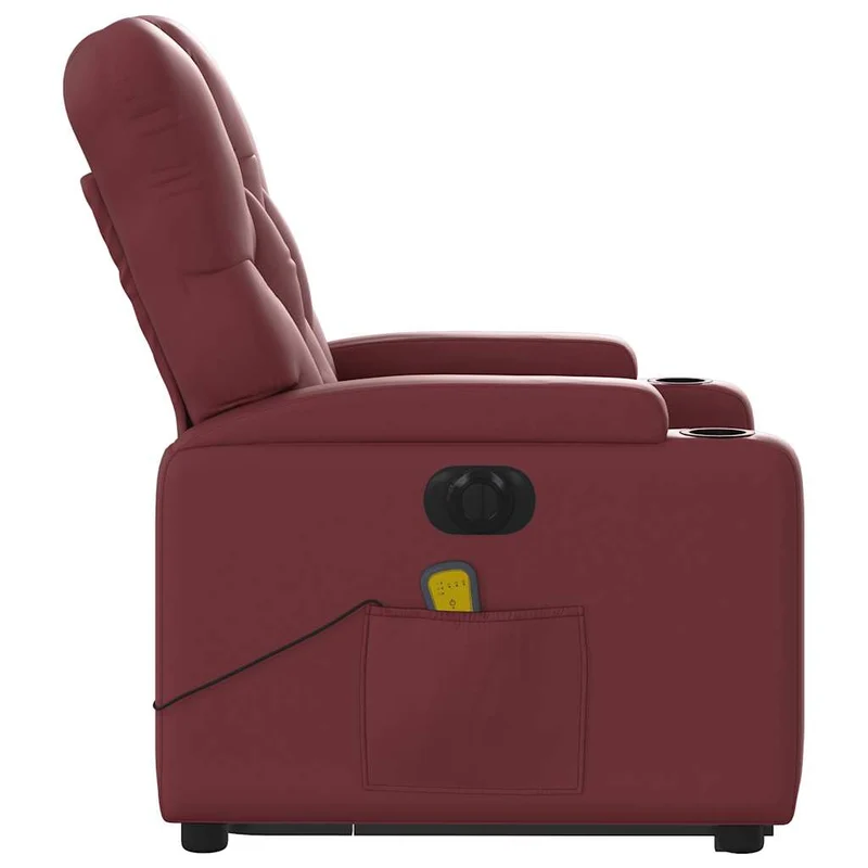 Fauteuil de relaxation fonction massage et inclinable en PVC rouge bordeaux DEC027833