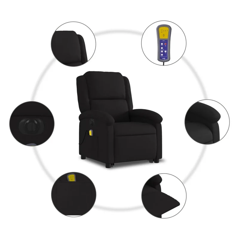 Fauteuil de relaxation fonction massage et inclinable en tissu noir DEC027821