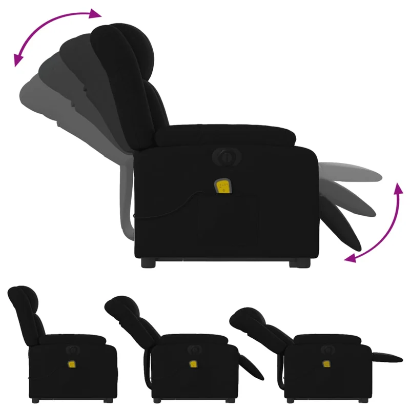 Fauteuil de relaxation fonction massage et inclinable en tissu noir DEC027819