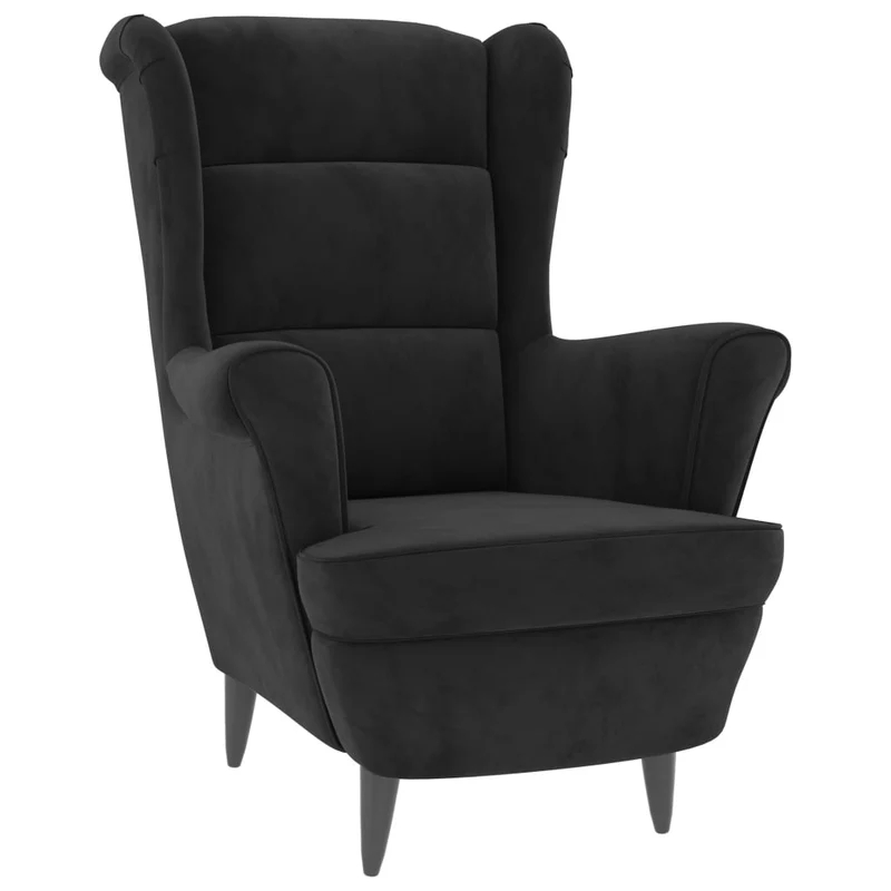Fauteuils relax avec rebords latérals et repose-pieds en velours noir DEC028696