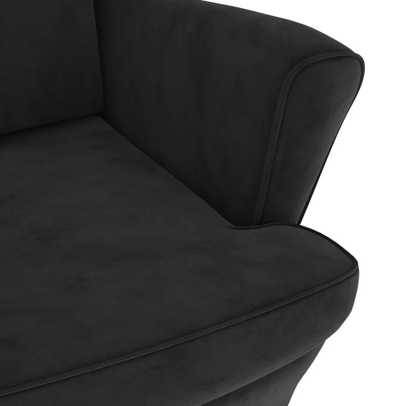 Fauteuils relax avec rebords latérals et repose-pieds en velours noir DEC028696