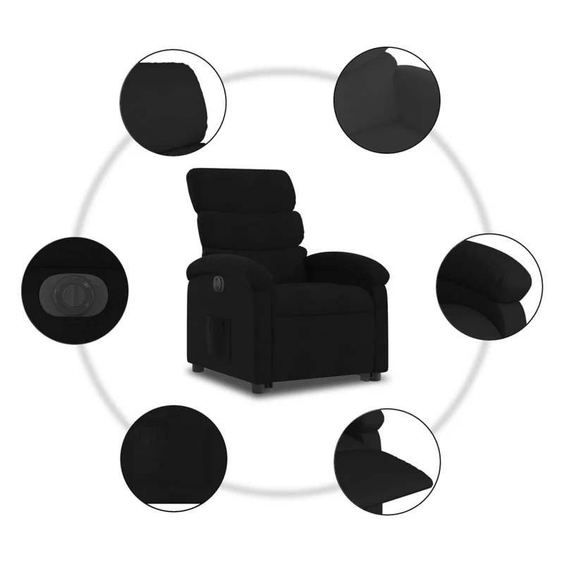 Fauteuil relax TV fonction de levage électrique très confortable en tissu noir DEC028484