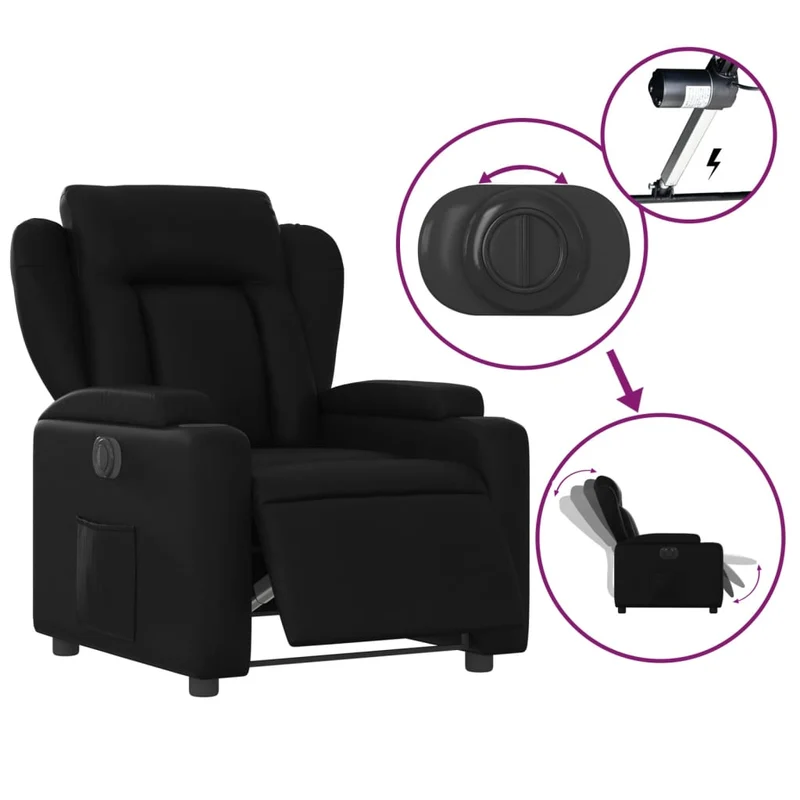 Fauteuil relax TV fonction d'inclinaison électrique très confortable en PVC noir DEC028473