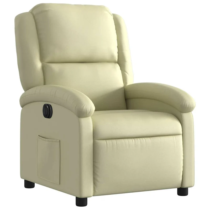 Fauteuil relax TV fonction de levage électrique très confortable en cuir véritable crème DEC028255