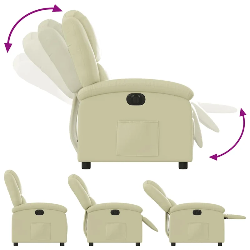 Fauteuil relax TV fonction de levage électrique très confortable en cuir véritable crème DEC028255