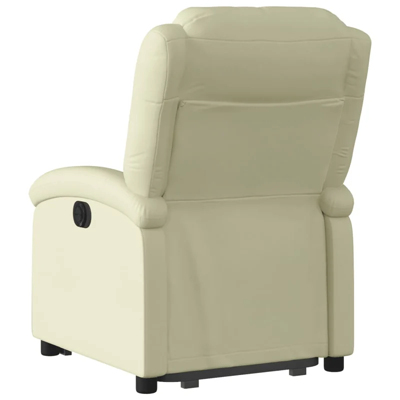 Fauteuil relax TV fonction de levage électrique très confortable en cuir véritable crème DEC028254