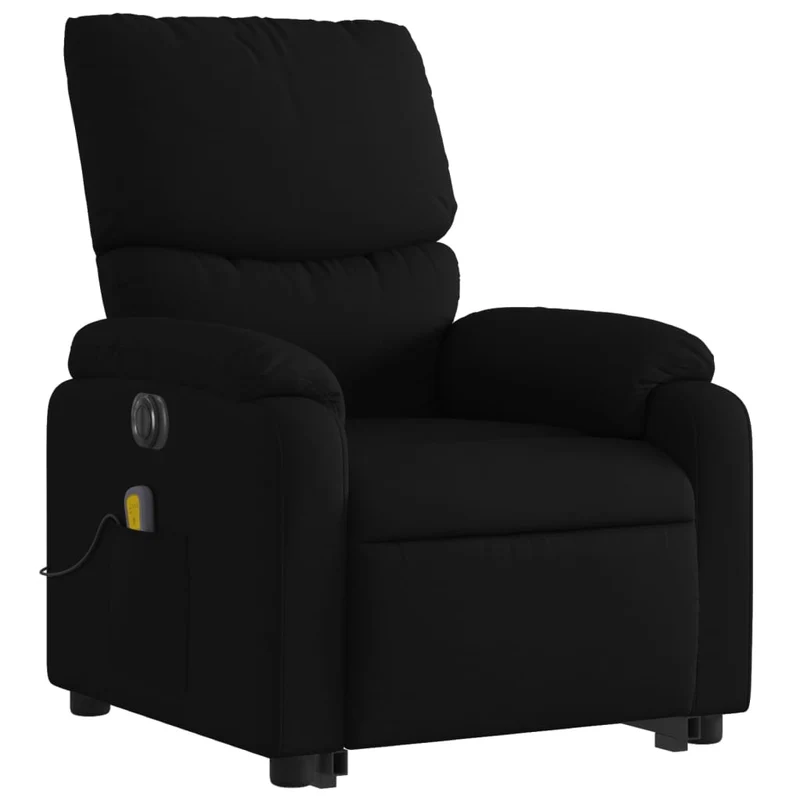 Fauteuil de relaxation fonction massage et inclinable fonction de levage électrique en tissu noir DEC027822