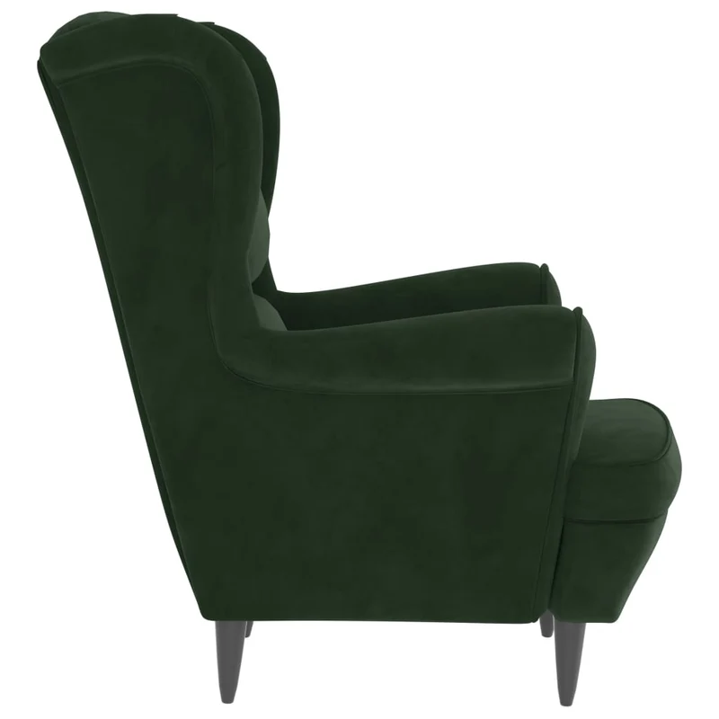 Fauteuils relax avec rebords latérals et repose-pieds en velours vert foncé DEC028699