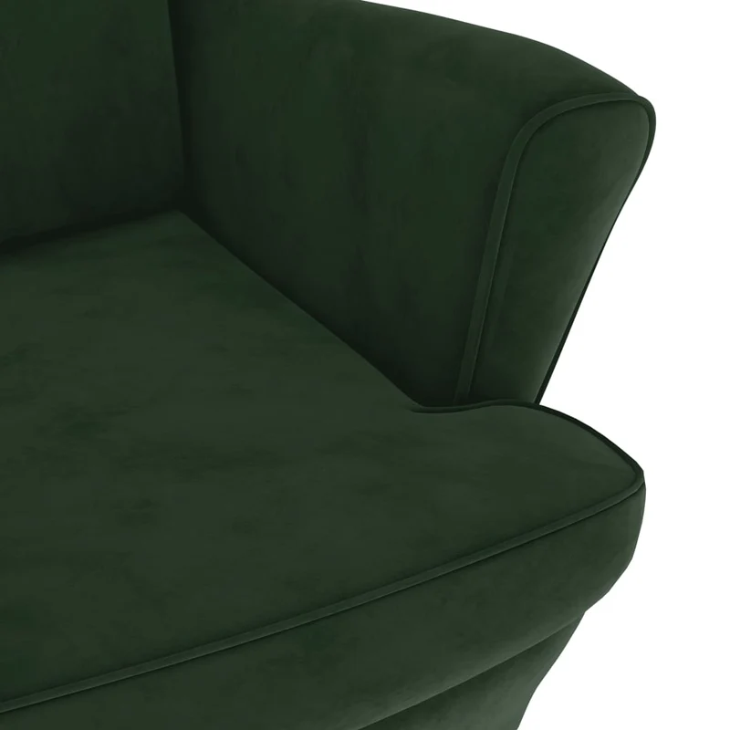 Fauteuils relax avec rebords latérals et repose-pieds en velours vert foncé DEC028699
