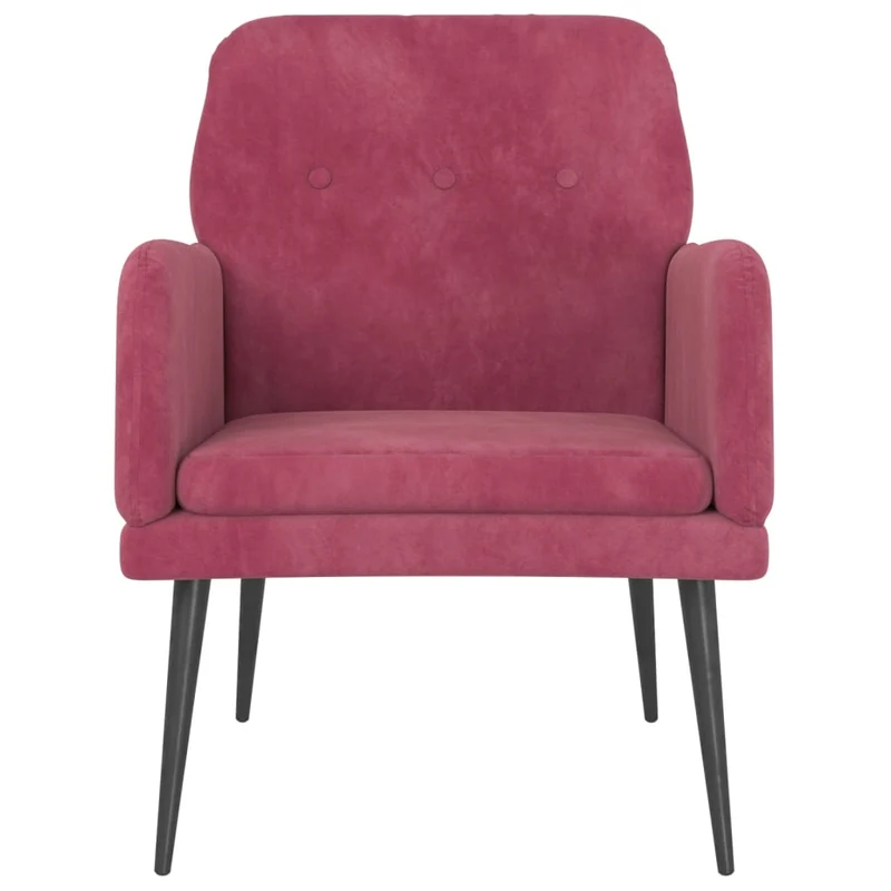 Fauteuil lounge design et moderne avec accoudoirs 62 x 79 x 79 cm en velours rouge DEC028668