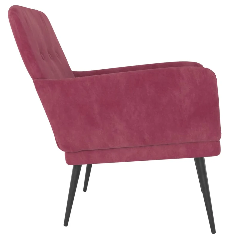 Fauteuil lounge design et moderne avec accoudoirs 62 x 79 x 79 cm en velours rouge DEC028668