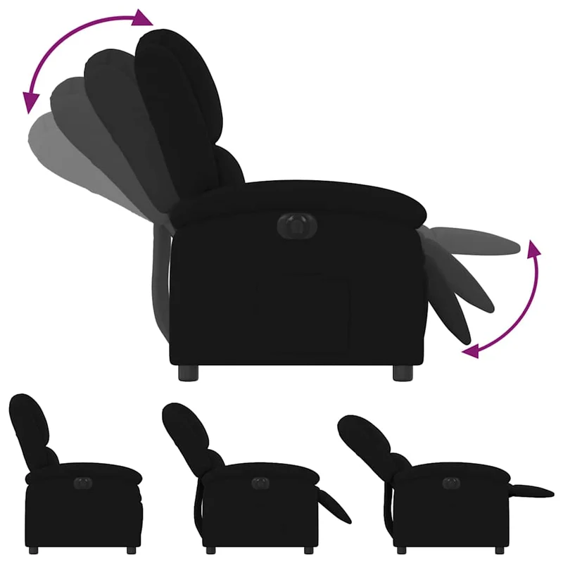 Fauteuil relax TV fonction d'inclinaison électrique très confortable en velours noir DEC028514