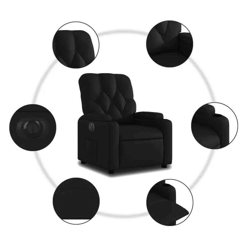 Fauteuil relax TV fonction d'inclinaison électrique très confortable en PVC noir DEC028477