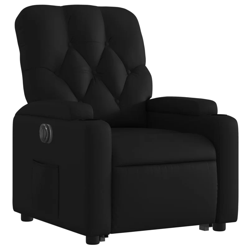 Fauteuil relax TV fonction de levage électrique très confortable en PVC noir DEC028476