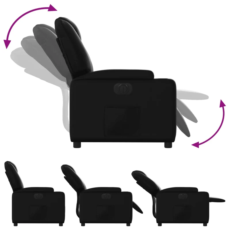 Fauteuil relax TV fonction d'inclinaison électrique très confortable en PVC noir DEC028471