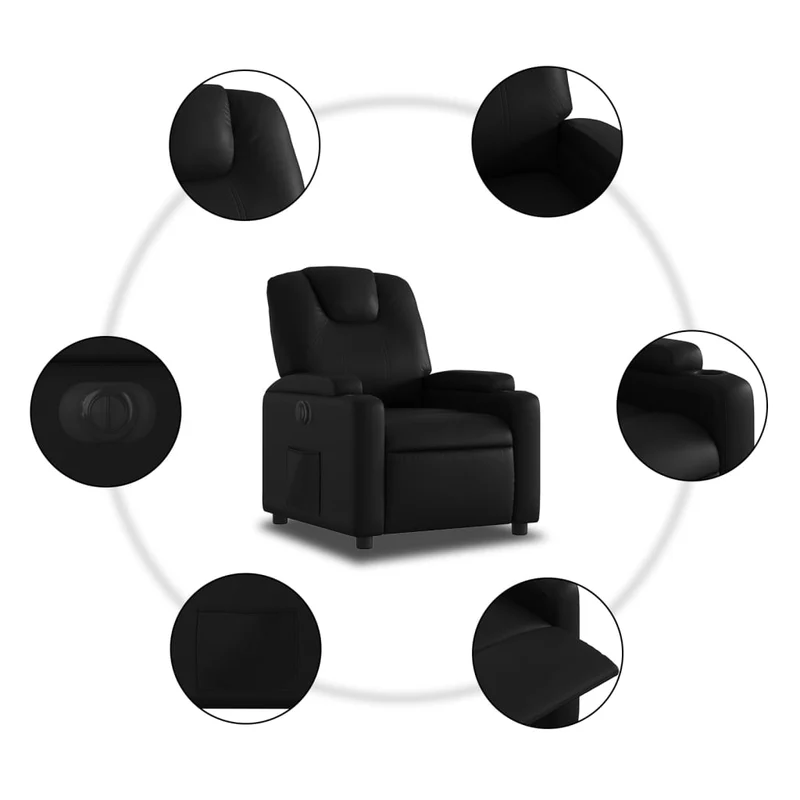 Fauteuil relax TV fonction d'inclinaison électrique très confortable en PVC noir DEC028471