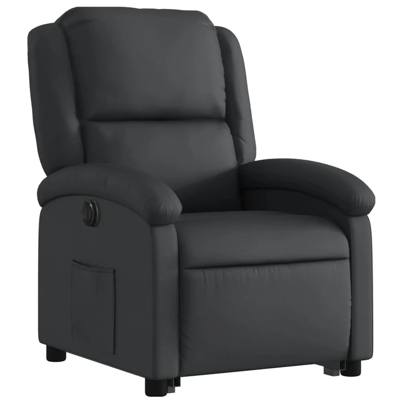 Fauteuil relax TV fonction de levage électrique très confortable en cuir véritable noir DEC028458