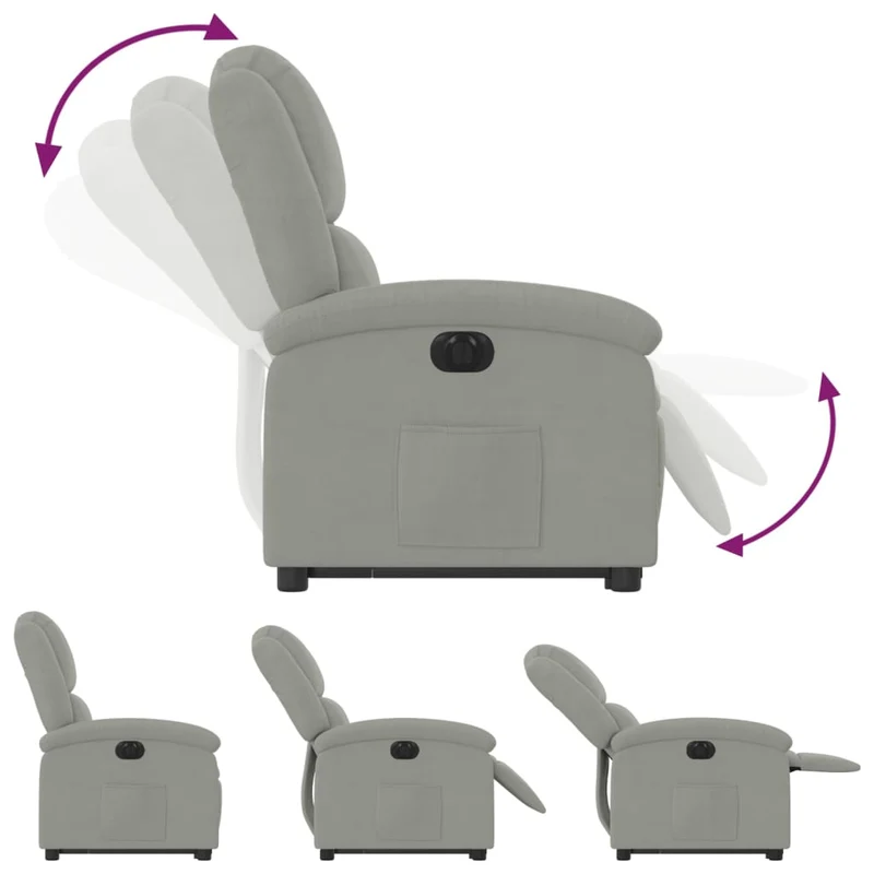 Fauteuil relax TV fonction de levage électrique très confortable en velours gris clair DEC028332