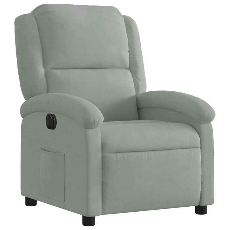 Fauteuil relax TV fonction de levage électrique très confortable en velours gris clair DEC028331