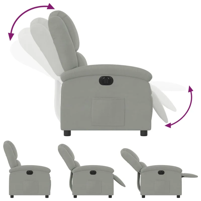 Fauteuil relax TV fonction de levage électrique très confortable en velours gris clair DEC028331