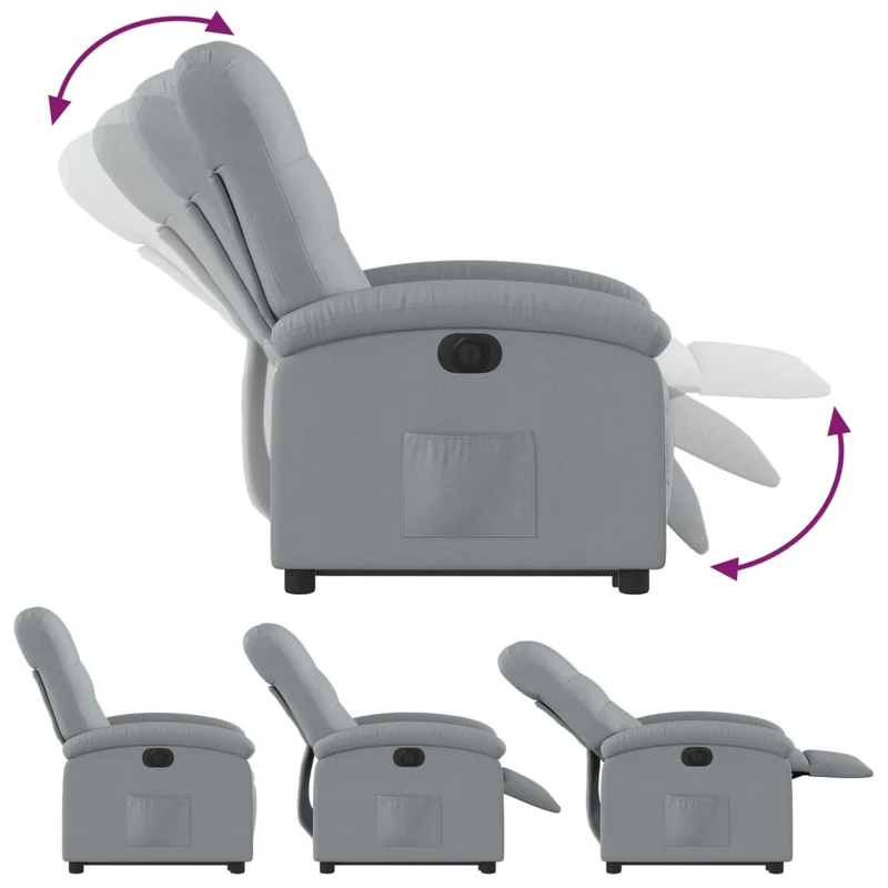 Fauteuil relax TV fonction de levage électrique très confortable en tissu gris clair DEC028308