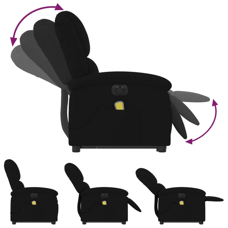 Fauteuil de relaxation fonction massage et inclinable 6 points de massage en velours noir DEC027828